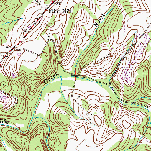 Topographic Map of North Branch Bennett Creek, MD