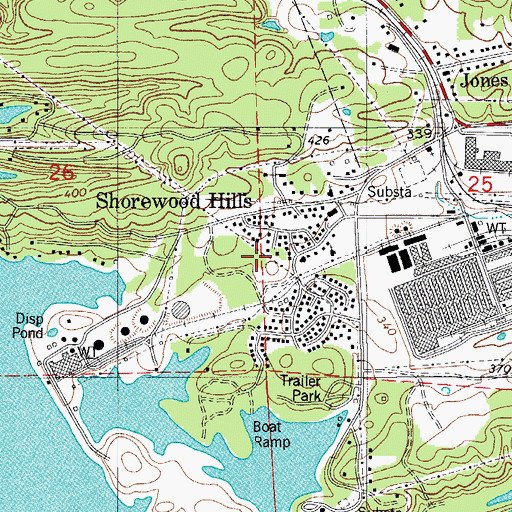 Topographic Map of Shorewood Hills, AR