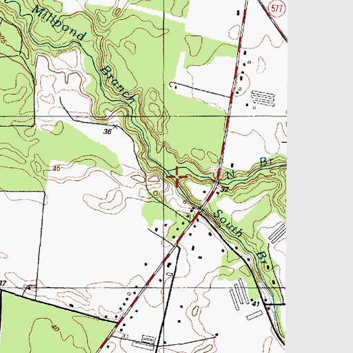 Topographic Map of North Davis Millpond Branch, MD