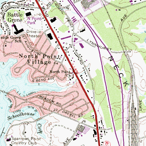 Topographic Map of North Point Church, MD