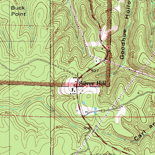 Topographic Map of Silver Hill, AR