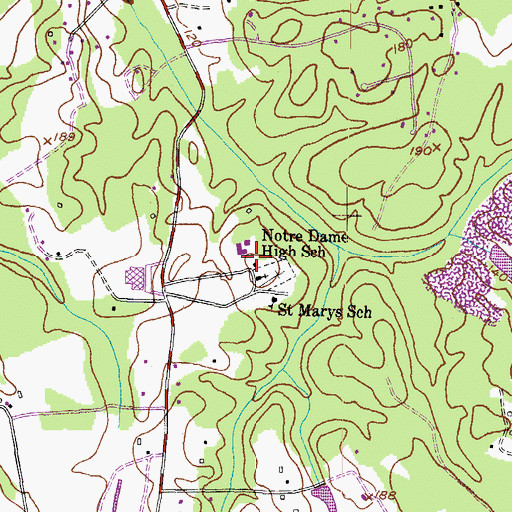 Topographic Map of Notre Dame High School, MD