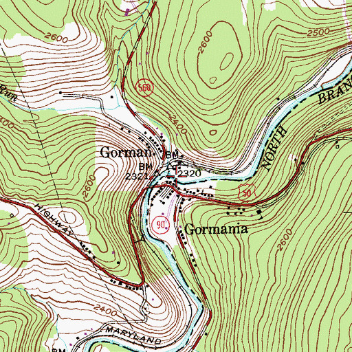Topographic Map of Nydegger Run, MD