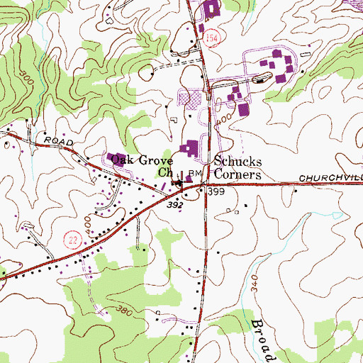 Topographic Map of Oak Grove Church, MD