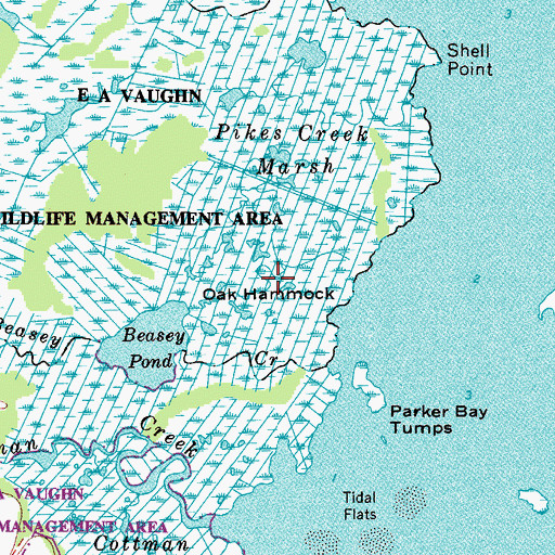 Topographic Map of Oak Hammock, MD