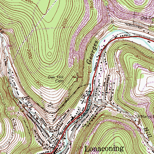 Topographic Map of Oak Hill Cemetery, MD