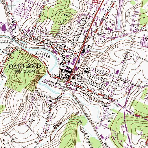 Topographic Map of Oakland, MD