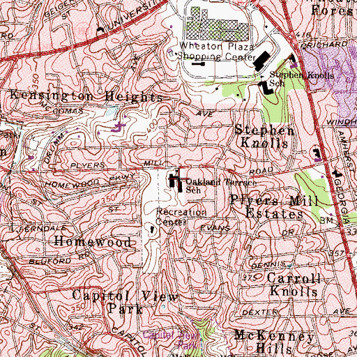 Topographic Map of Oakland Terrace Elementary School, MD