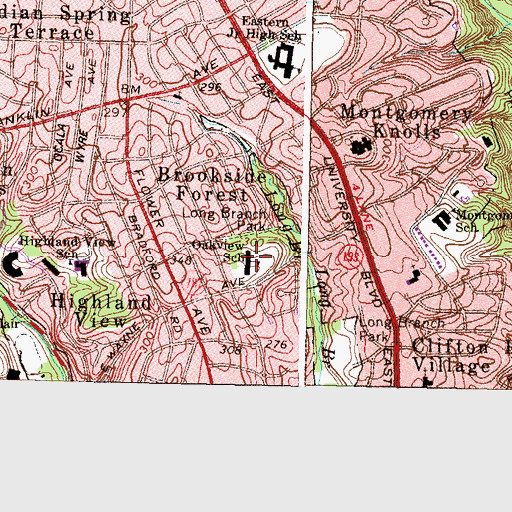 Topographic Map of Oak View Elementary School, MD