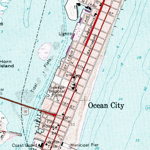 Topographic Map of Ocean City, MD