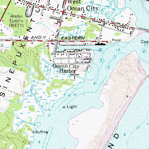 Topographic Map of Ocean City Harbor, MD