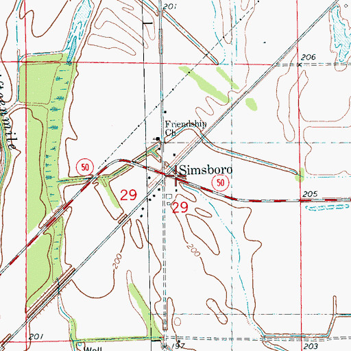 Topographic Map of Simsboro, AR