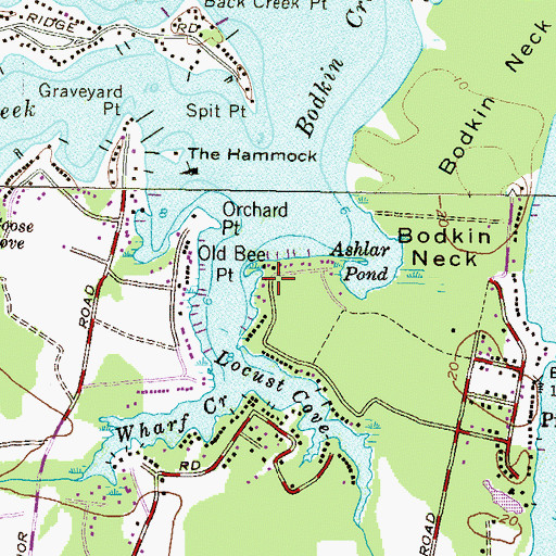 Topographic Map of Old Bee Point, MD