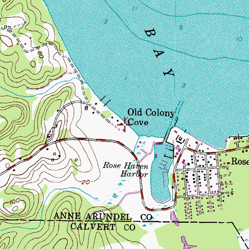 Topographic Map of Old Colony Cove, MD