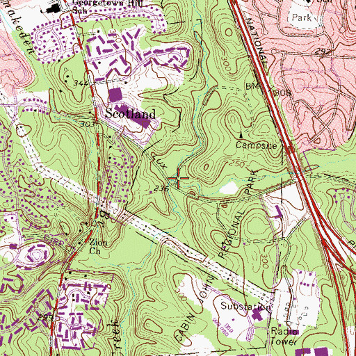 Topographic Map of Old Farm Creek, MD