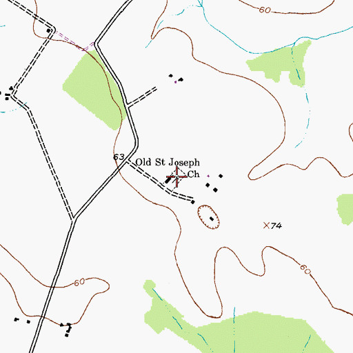 Topographic Map of Old Saint Joseph Church, MD