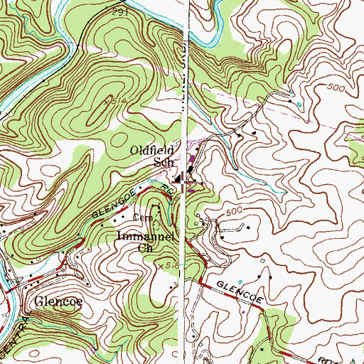 Topographic Map of Oldfield School, MD