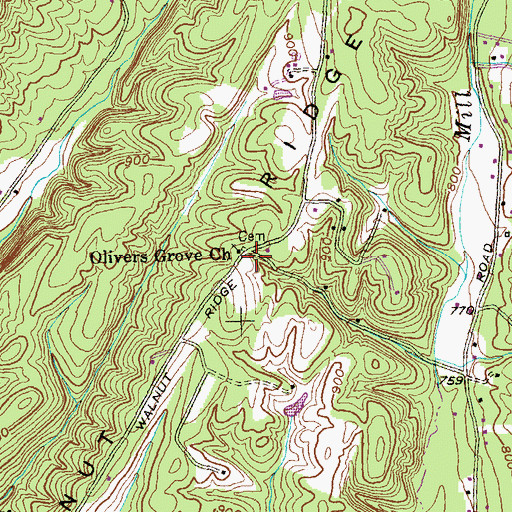 Topographic Map of Olivers Grove Church, MD