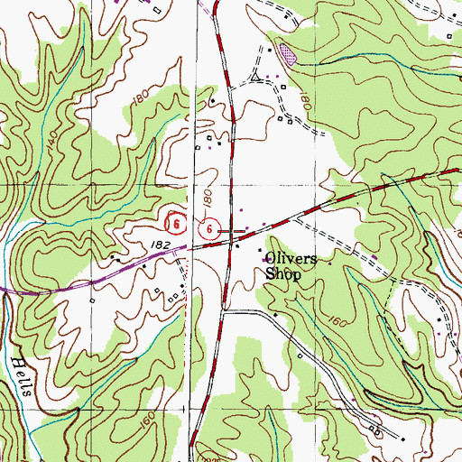 Topographic Map of Olivers Shop, MD