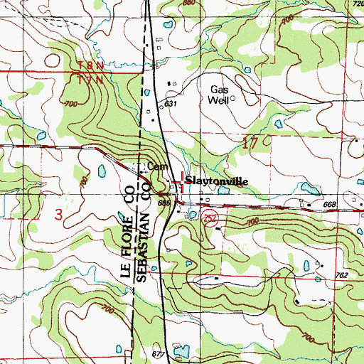 Topographic Map of Slaytonville, AR