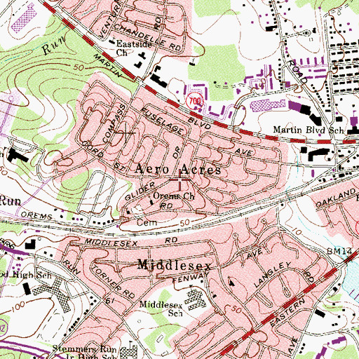 Topographic Map of Orems Church, MD