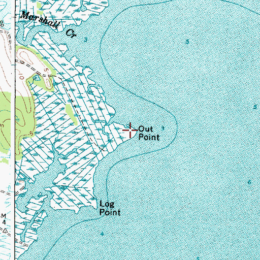 Topographic Map of Out Point, MD