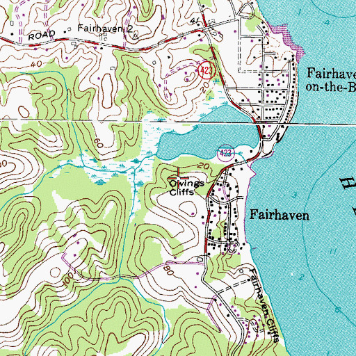 Topographic Map of Owings Cliffs, MD