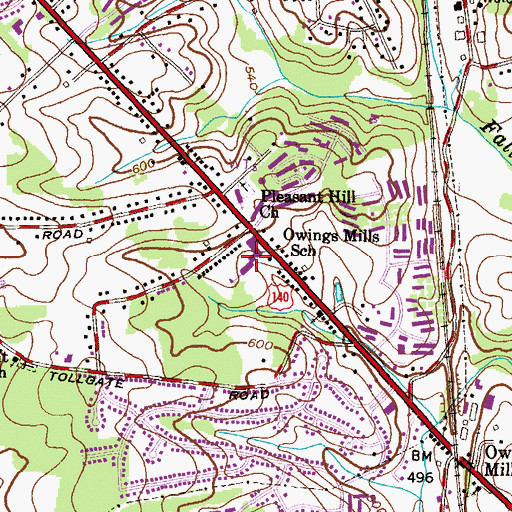 Topographic Map of Owings Mills Elementary School, MD