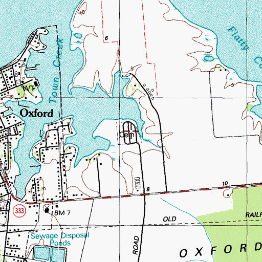 Topographic Map of Oxford Cemetery, MD