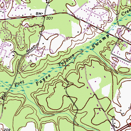 Topographic Map of Pages Swamp, MD