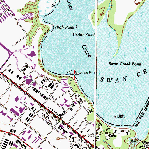 Topographic Map of Palisades Park, MD