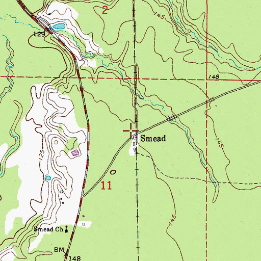 Topographic Map of Smead, AR