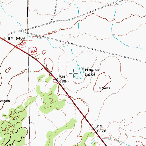 Topographic Map of Hogan Lake, AZ