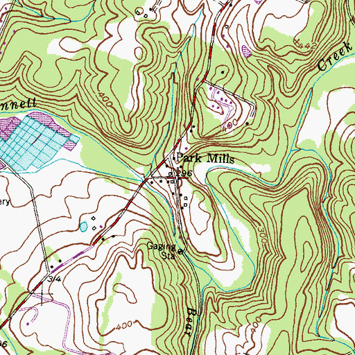 Topographic Map of Park Mills, MD