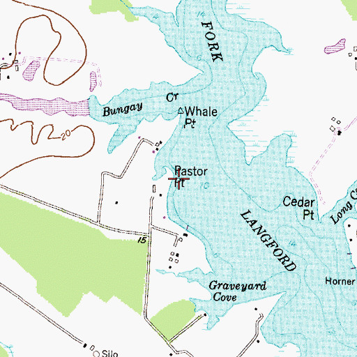 Topographic Map of Pastor Point, MD