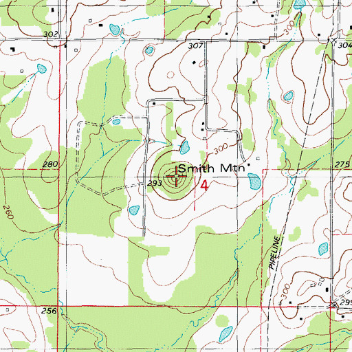 Topographic Map of Smith Mountain, AR
