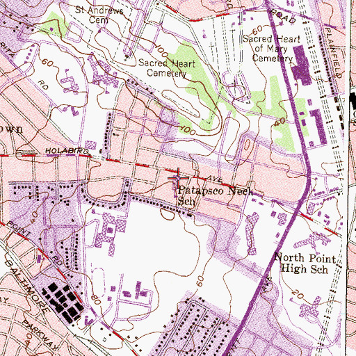 Topographic Map of Patapsco Neck Elementary School, MD