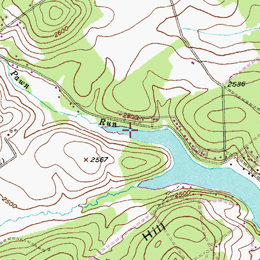 Topographic Map of Pawn Run, MD