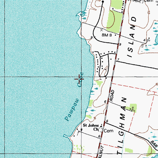Topographic Map of Pawpaw Cove, MD