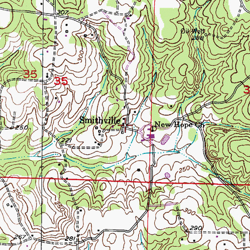 Topographic Map of Smithville, AR