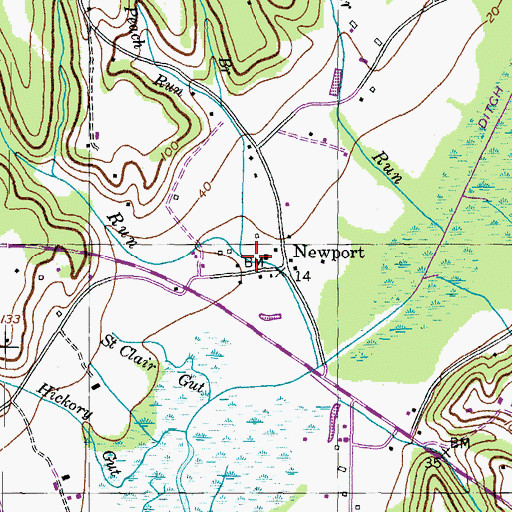 Topographic Map of Peach Run, MD