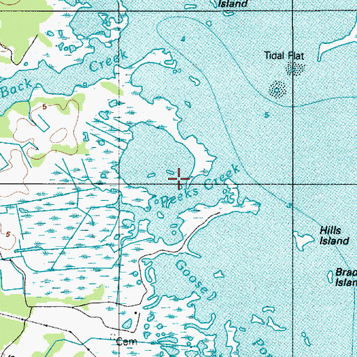 Topographic Map of Peeks Creek, MD