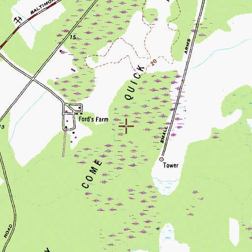 Topographic Map of Penny Come Quick Area, MD