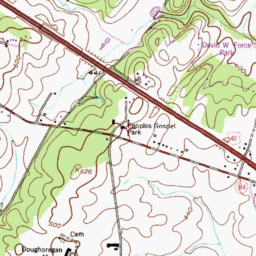 Topographic Map of Peoples Gospel Park, MD