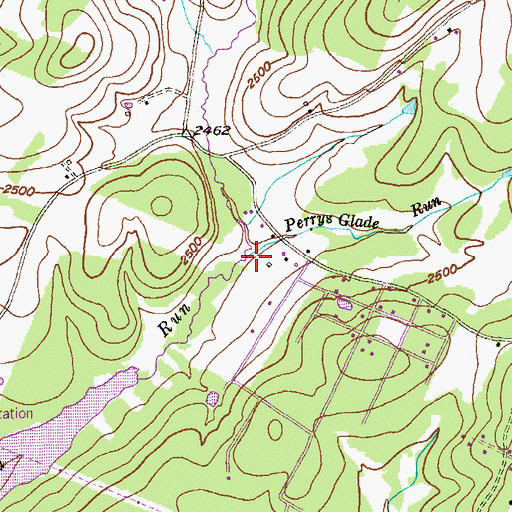 Topographic Map of Perrys Glade Run, MD