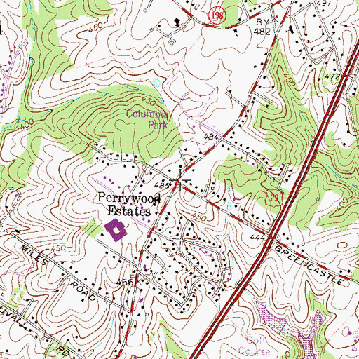 Topographic Map of Perrywood Estates, MD