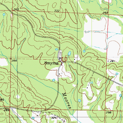 Topographic Map of Smyrna, AR
