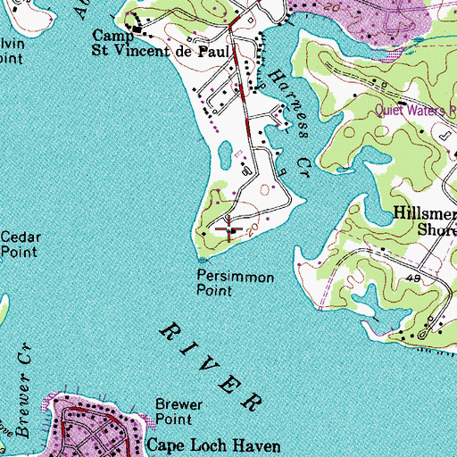 Topographic Map of Persimmon Point, MD