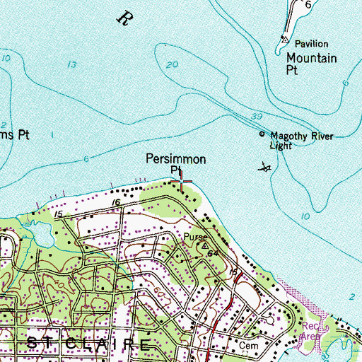 Topographic Map of Persimmon Point, MD