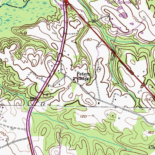 Topographic Map of Peters Chapel, MD